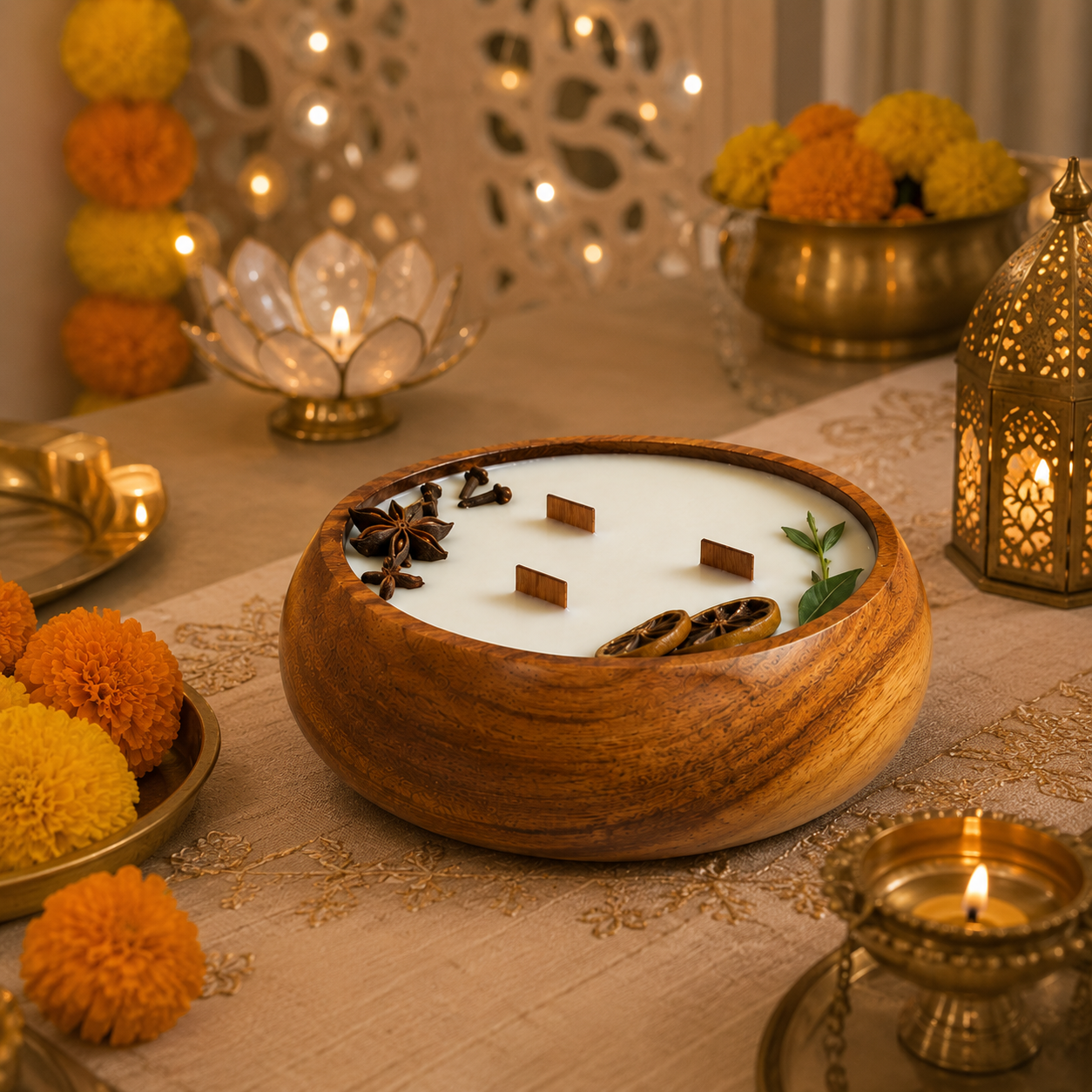 Luxe Wooden Bowl Candle - Bergamot