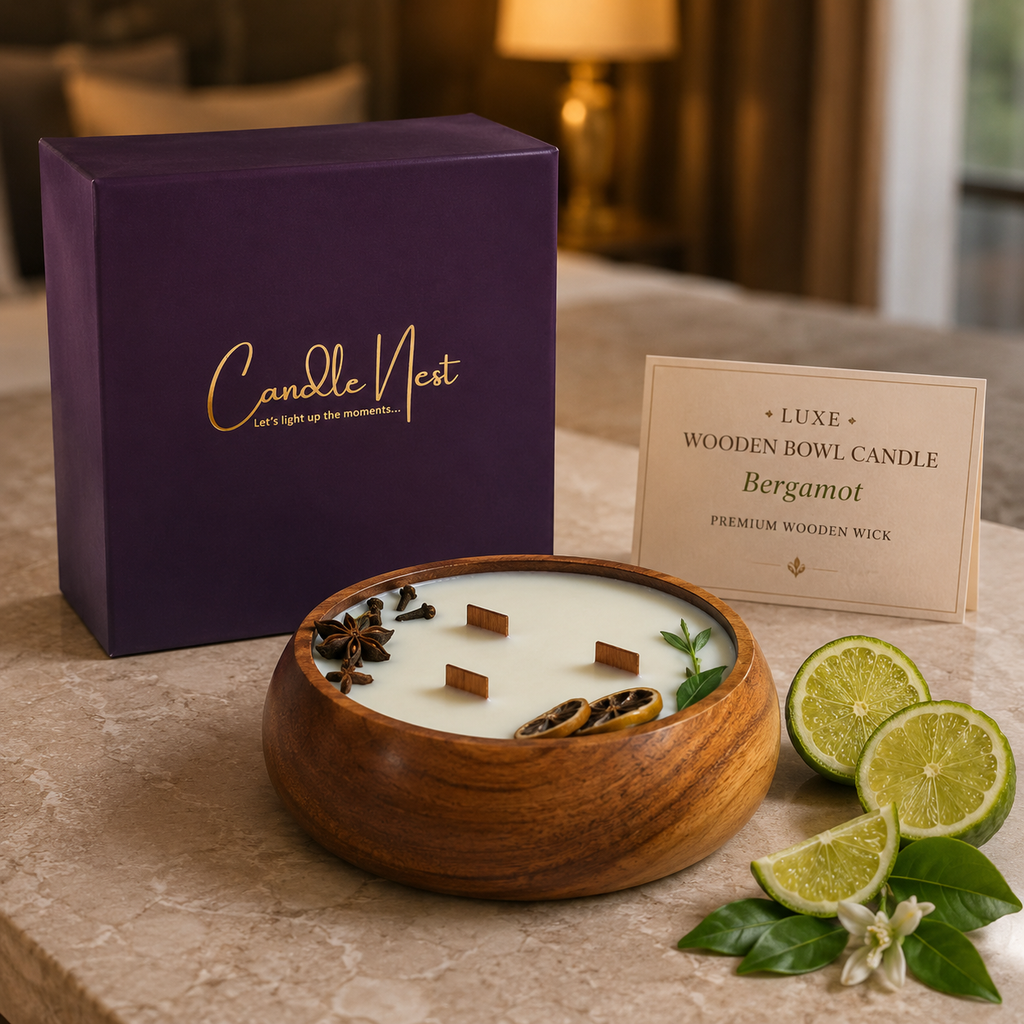 Luxe Wooden Bowl Candle - Bergamot