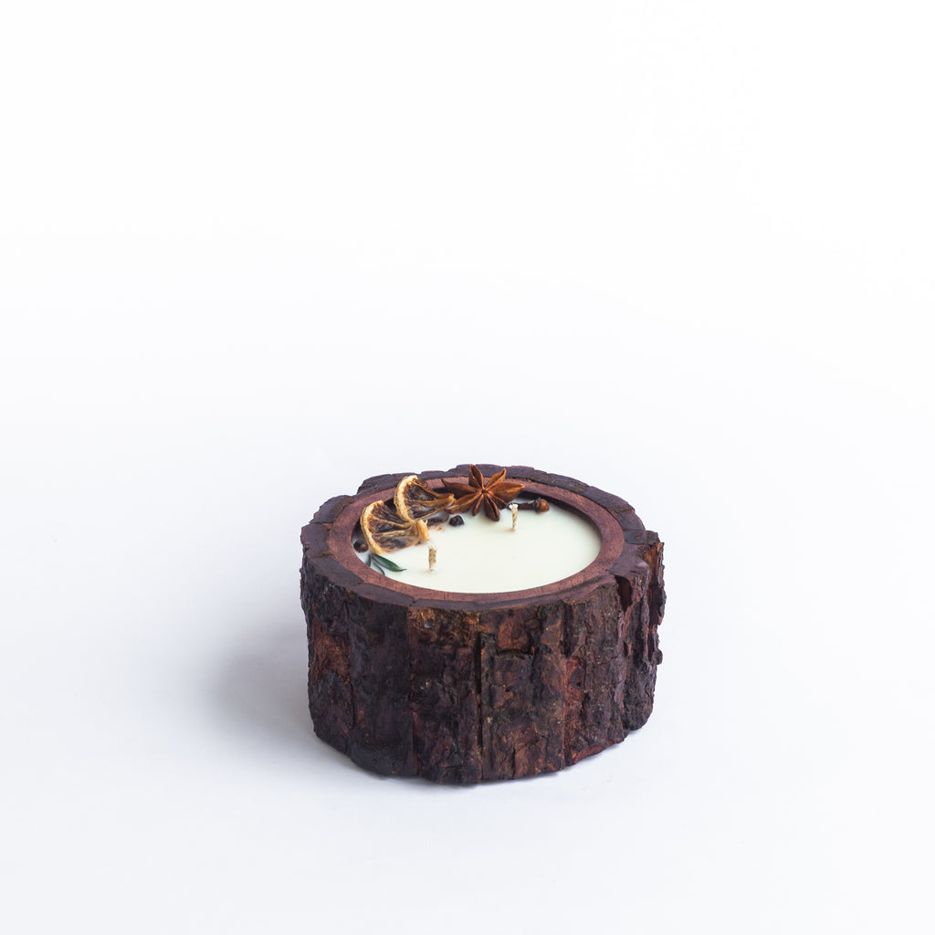 Wooden Bark Candles - Bergamot