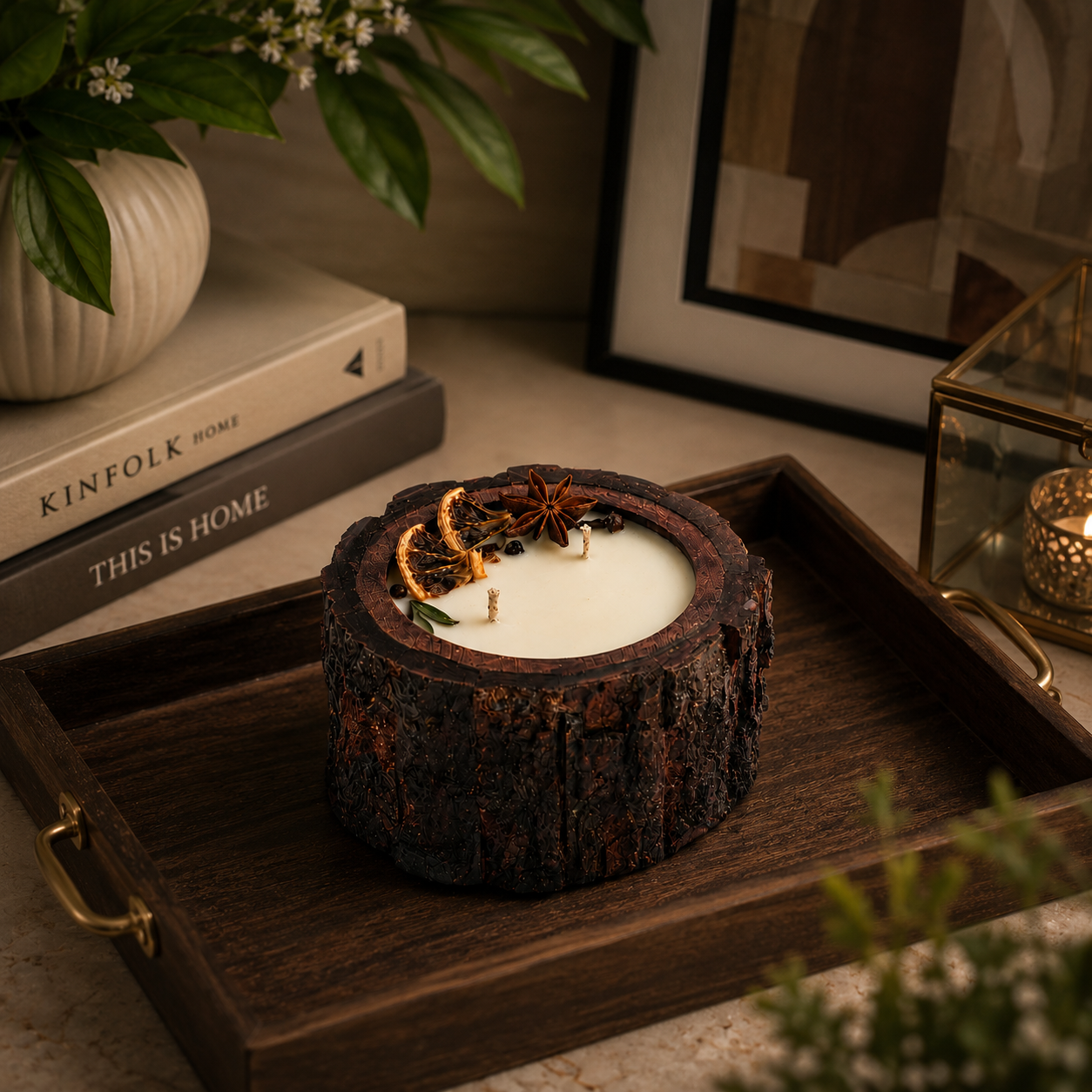 Wooden Bark Candles - Bergamot