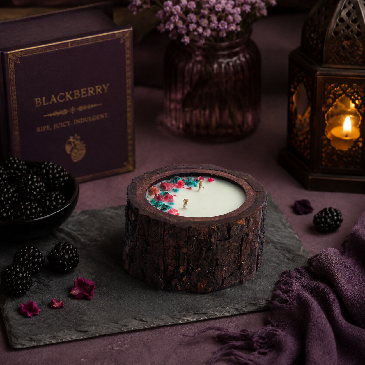 Wooden Bark Candles - Blackberry