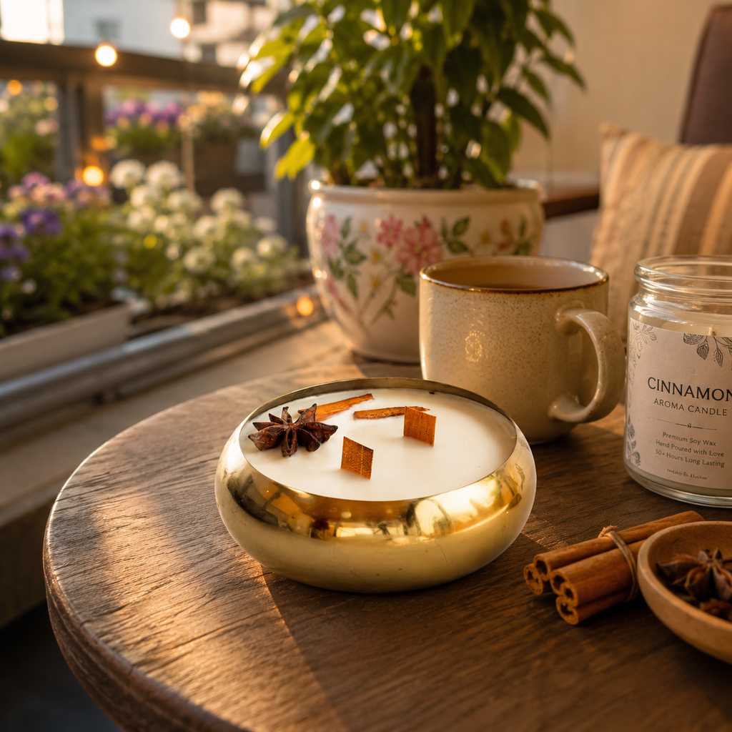 Golden Glimmer Urli Candle - Cinnamon