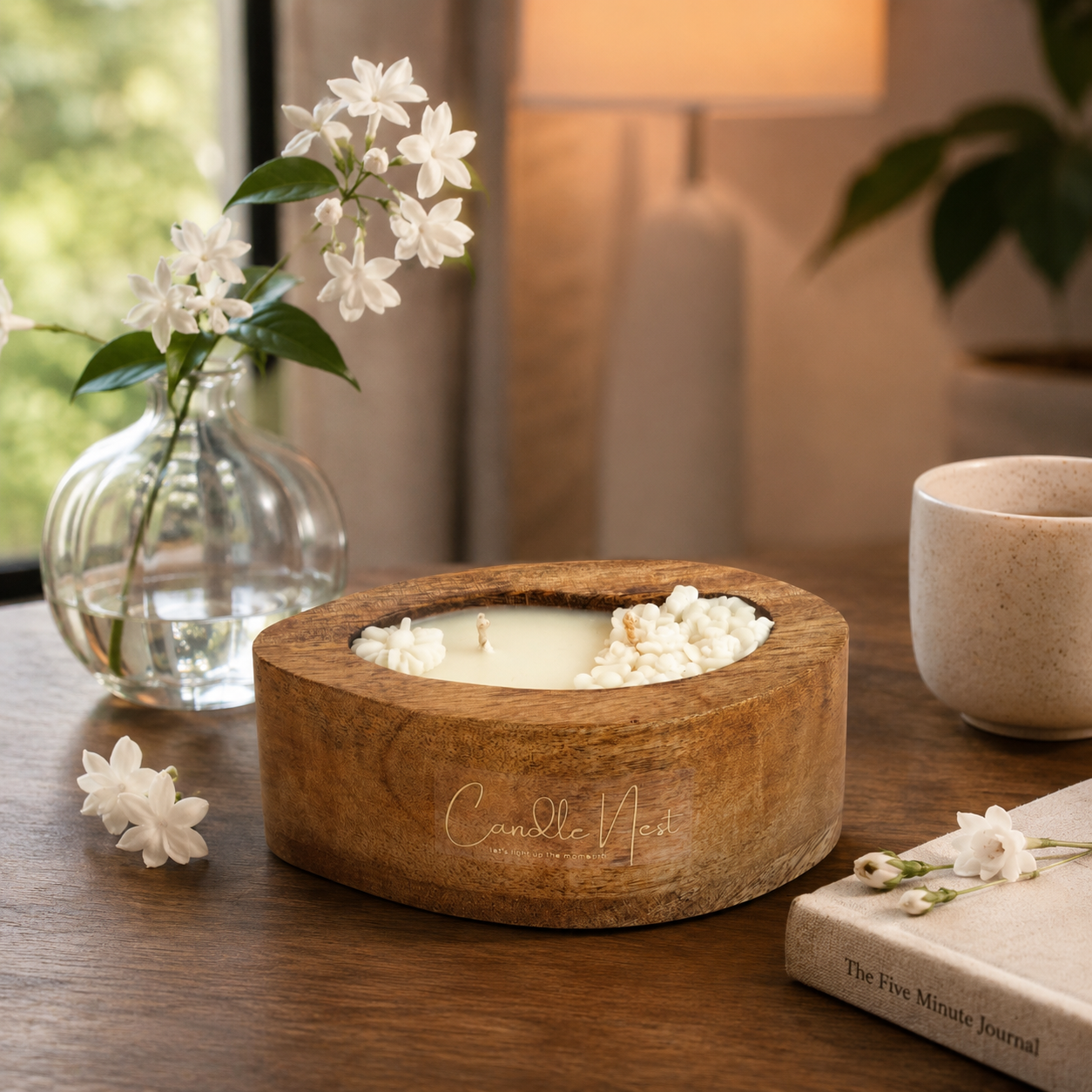 Amorphic Wooden Bowl Candle - Ethereal Jasmine