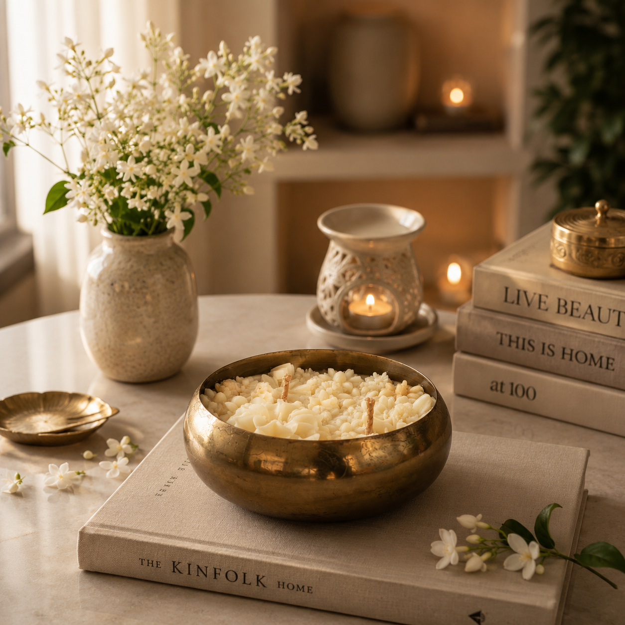 Golden Glimmer Urli Candle - Ethereal Jasmine