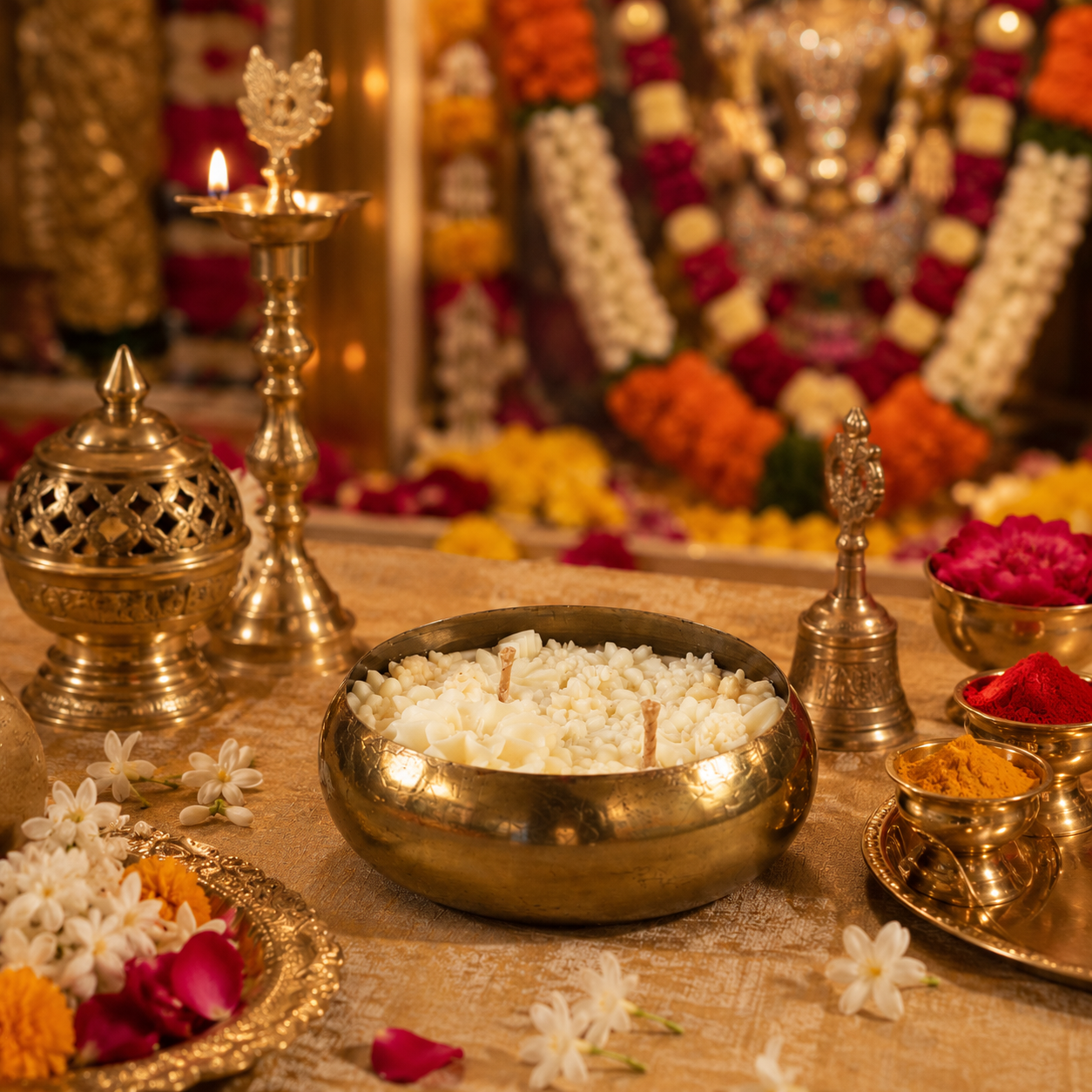 Golden Glimmer Urli Candle - Ethereal Jasmine