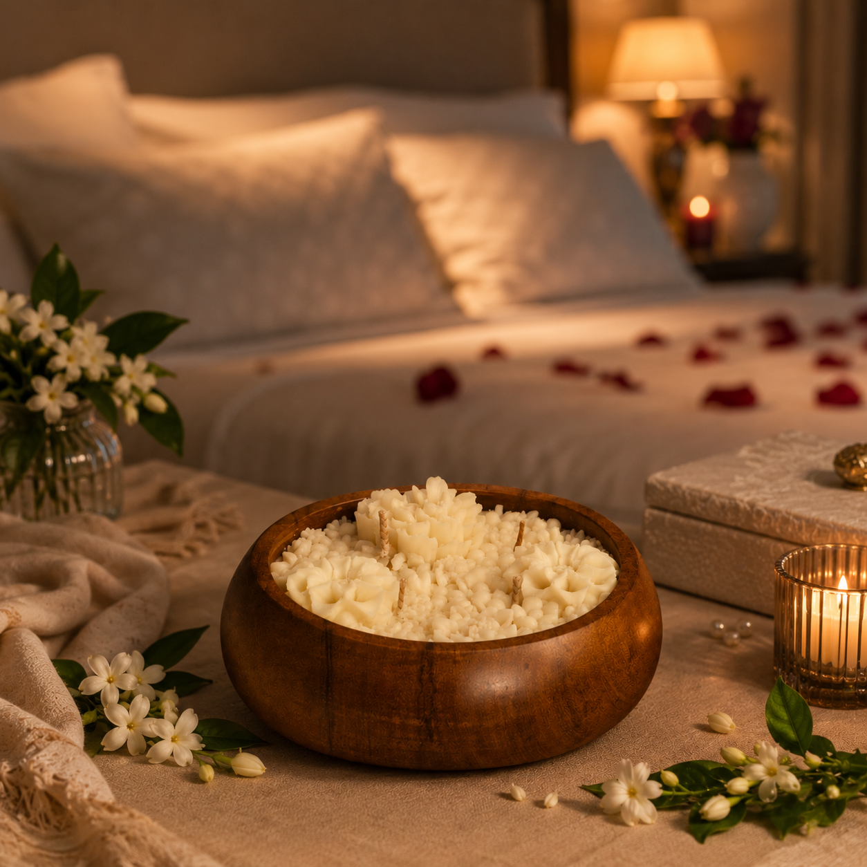 Luxe Wooden Bowl Candle - Ethereal Jasmine