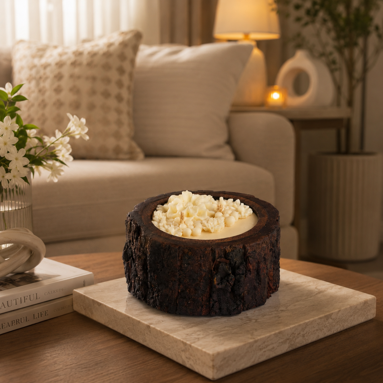 Wooden Bark Candles - Ethereal Jasmine