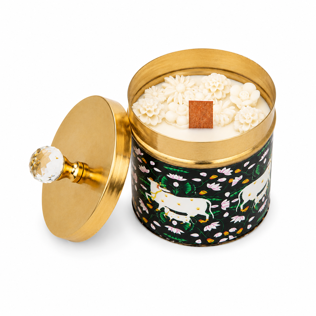 Black- Pichwai Jar Candle - Ethereal Jasmine