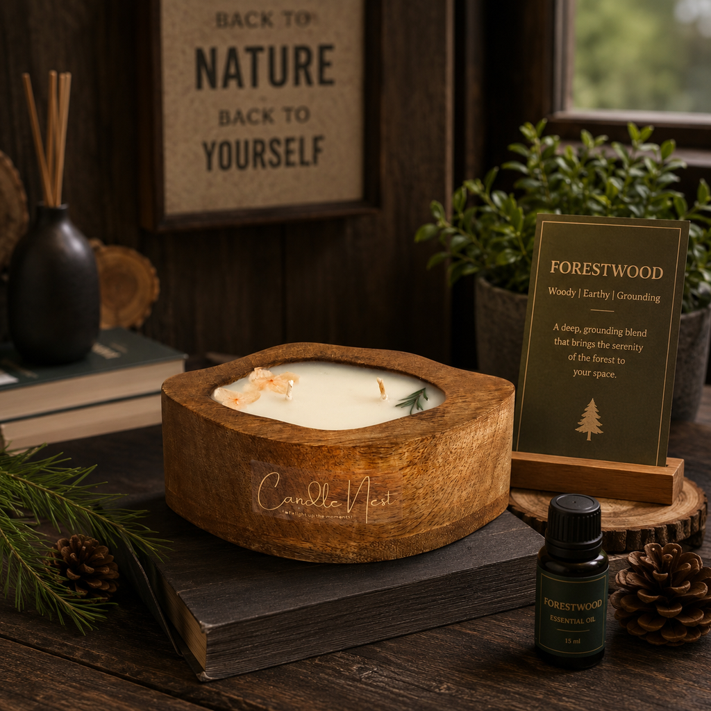 Amorphic Wooden Bowl Candle - Forestwood