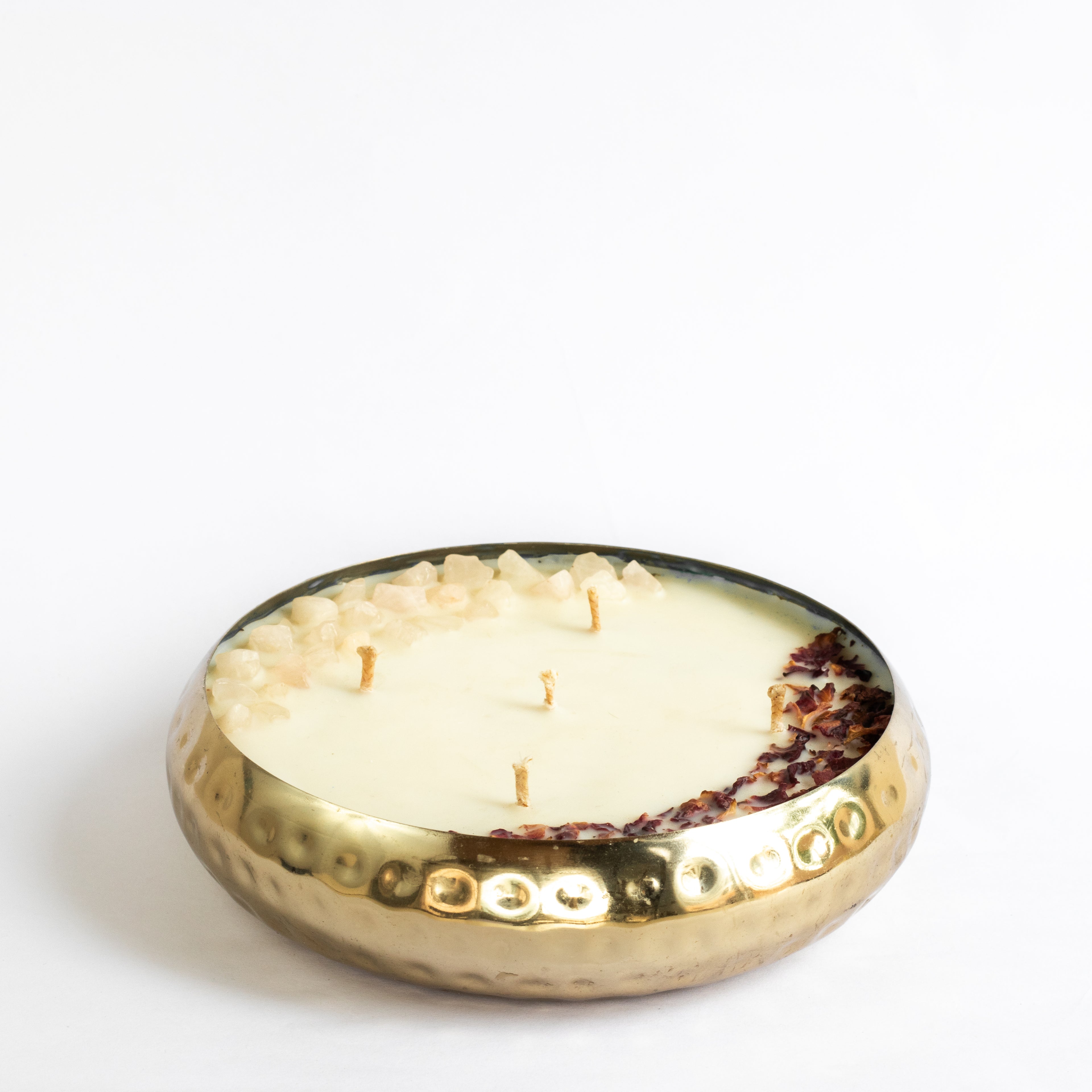 Hammered Golden Glimmer  Urli Candle - Imperial Rose