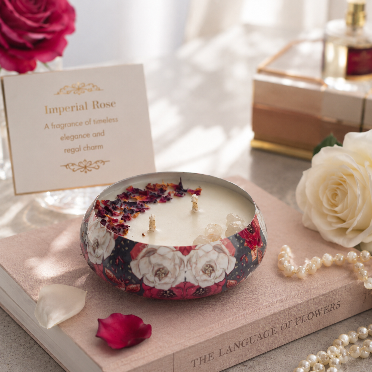Meenakari Urli Candle - Imperial Rose