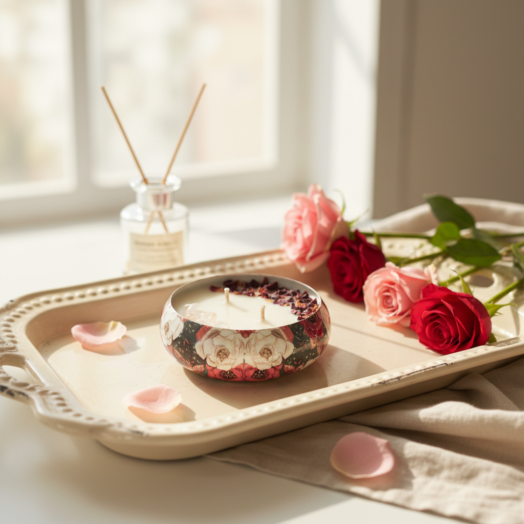 Meenakari Urli Candle - Imperial Rose