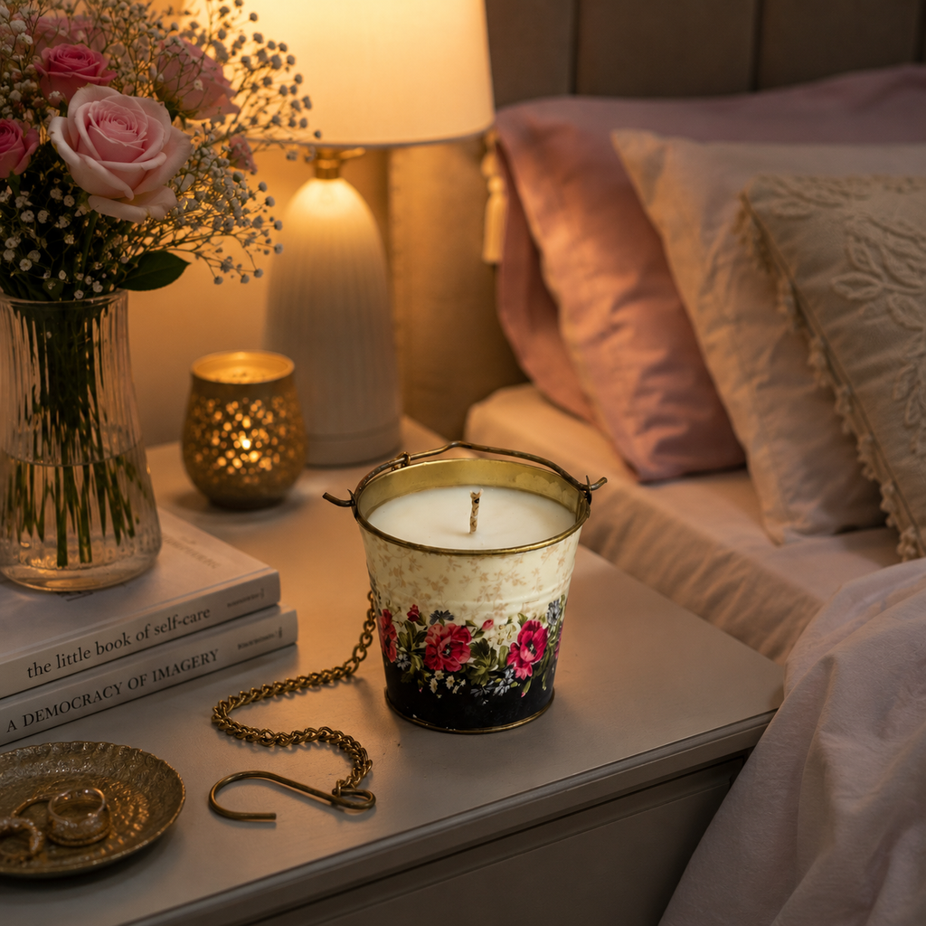 Hanging Bucket Candle - Imperial Rose