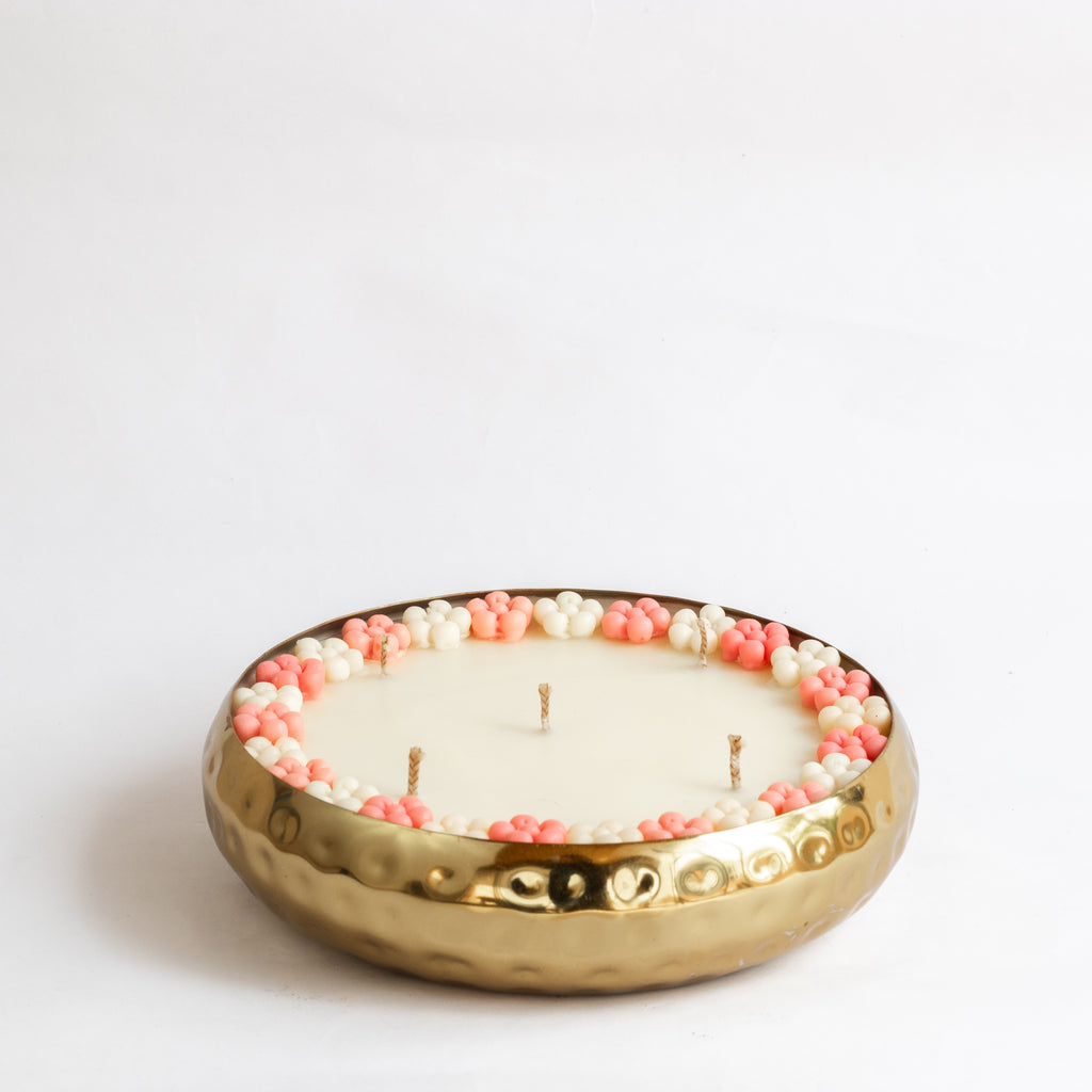 Hammered Golden Glimmer  Urli Candle - Japanese Cherry