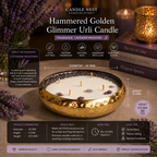 Hammered Golden Glimmer  Urli Candle - Lavender Meadow