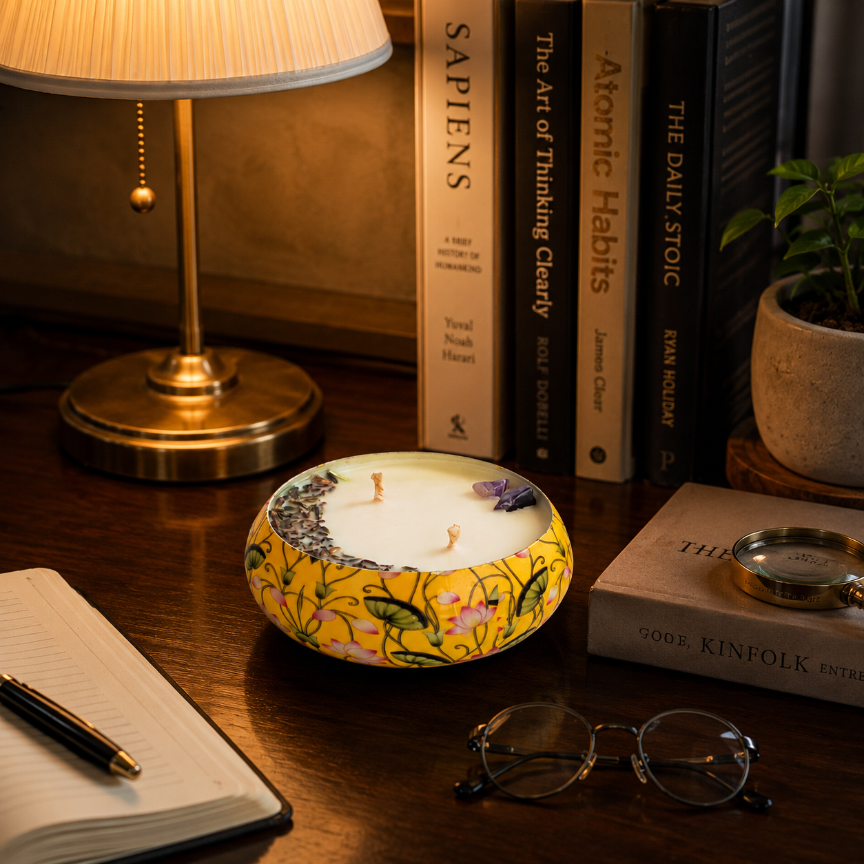 Meenakari Urli Candle - Lavender Meadow