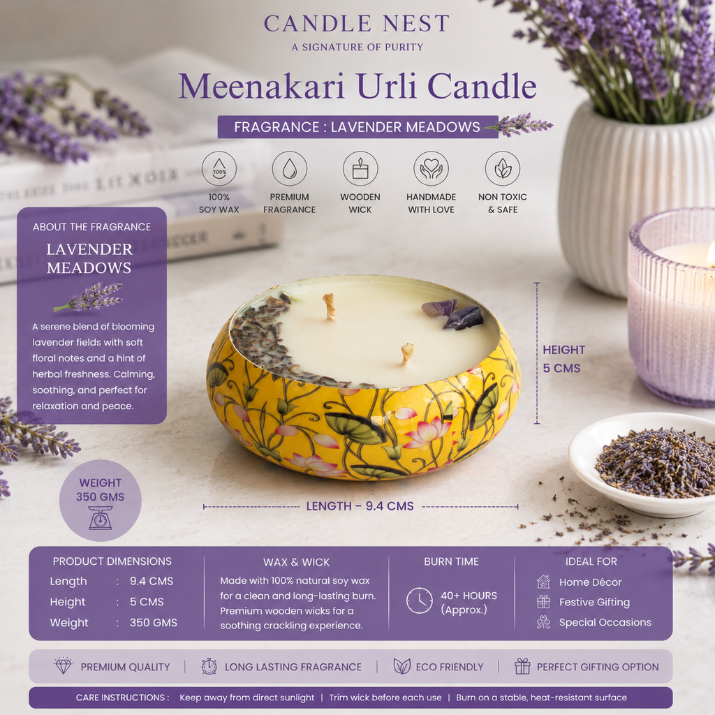 Meenakari Urli Candle - Lavender Meadow