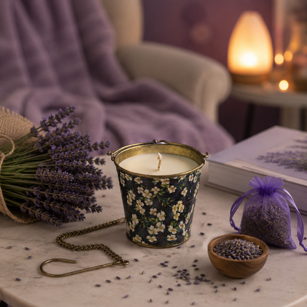 Hanging Bucket Candle - Lavender Meadow