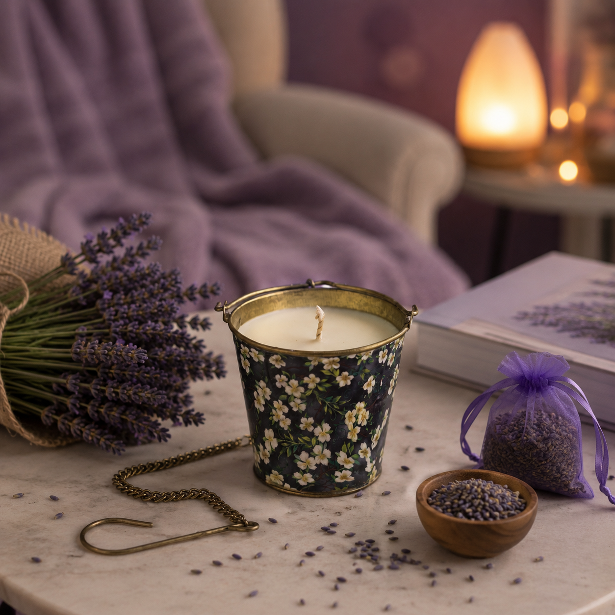 Hanging Bucket Candle - Lavender Meadow