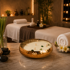 Hammered Golden Glimmer  Urli Candle - Lemongrass Twist