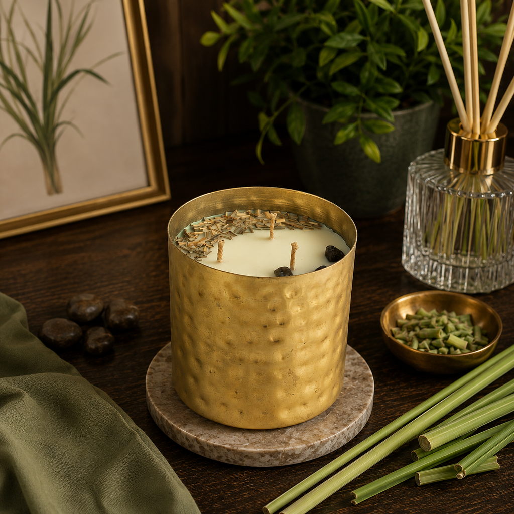 Majestic Hammered Jar Candle - Lemongrass Twist
