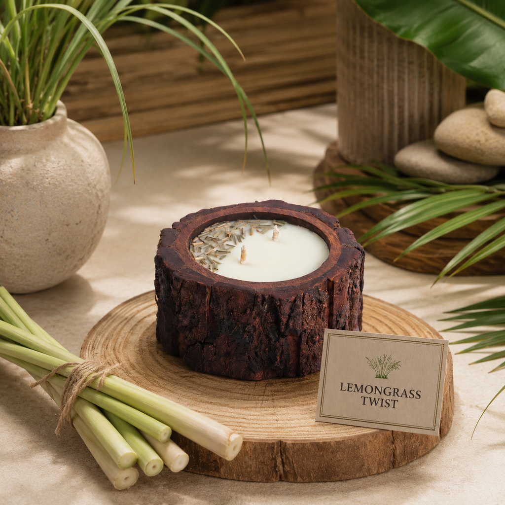 Wooden Bark Candles - Lemongrass Twist