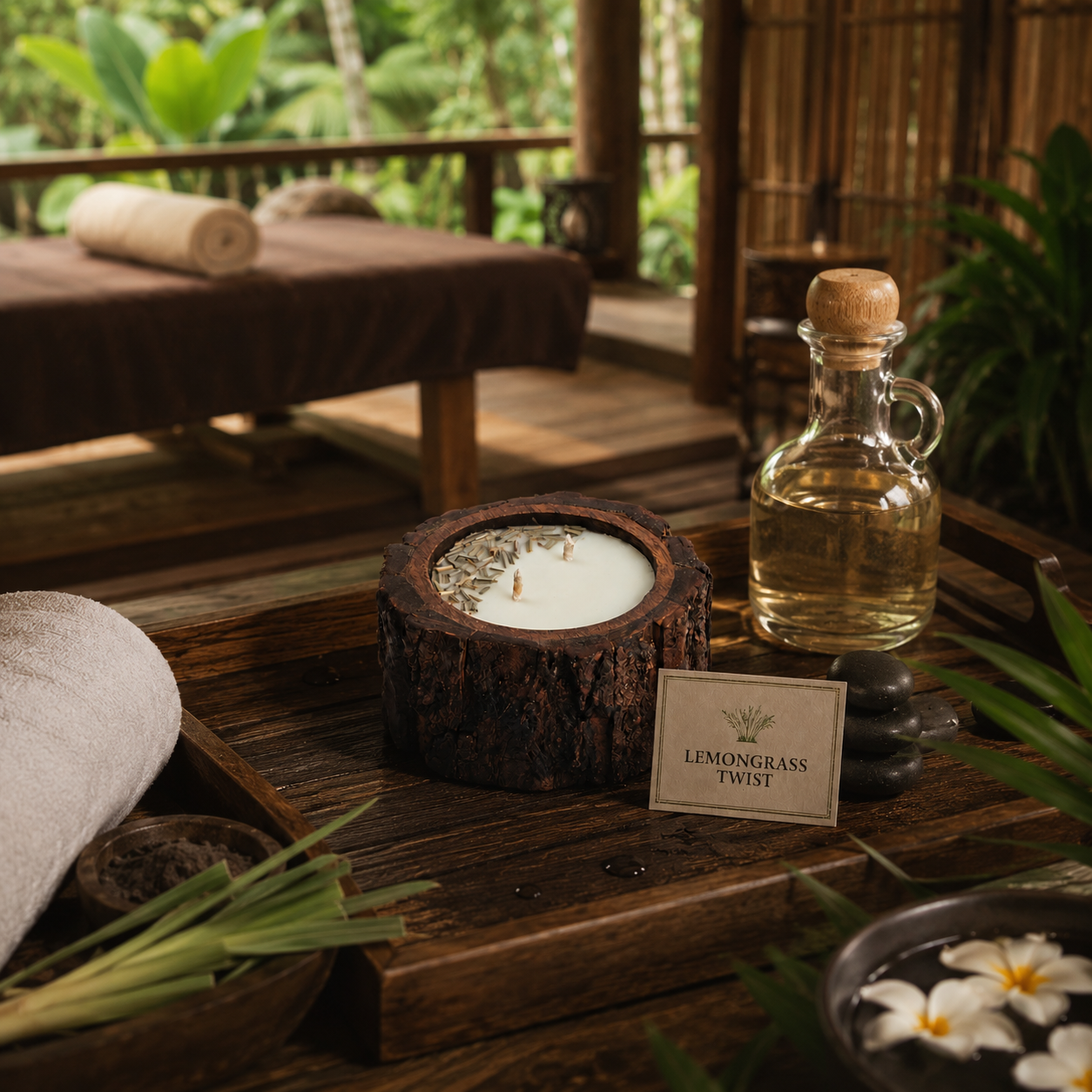 Wooden Bark Candles - Lemongrass Twist