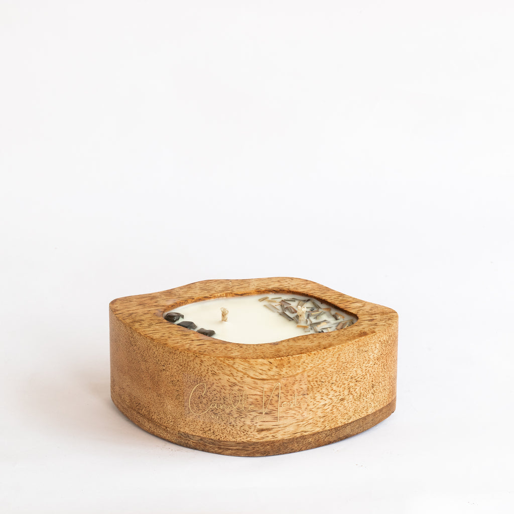 Amorphic Wooden Bowl Candle - Lemongrass Twist