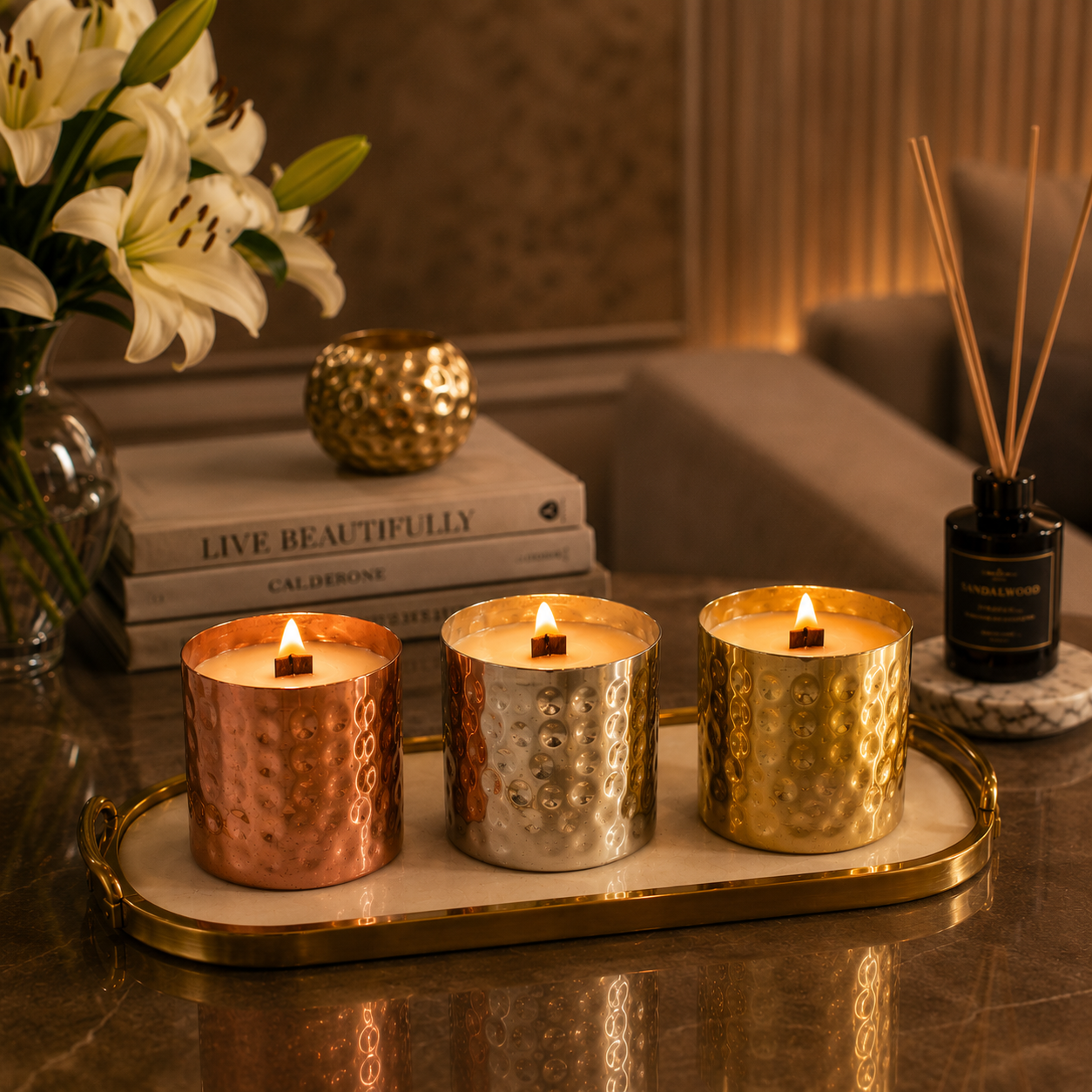 Metallic Harmony Candle Trio