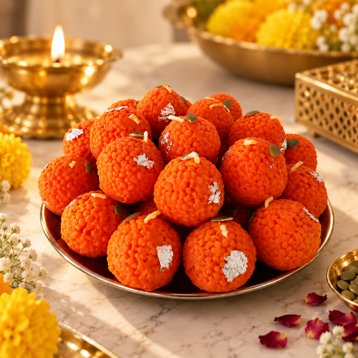 Motichoor Laddu Candle - Orange (Pack of 32)