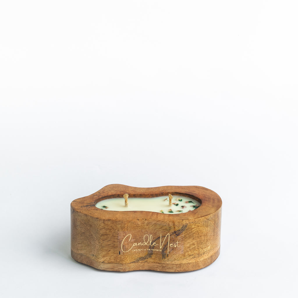 Amorphic Wooden Bowl Candle - Rainforest