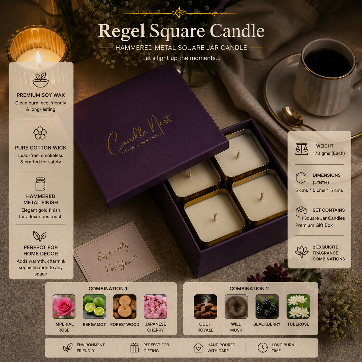 Regal Square Candle Set