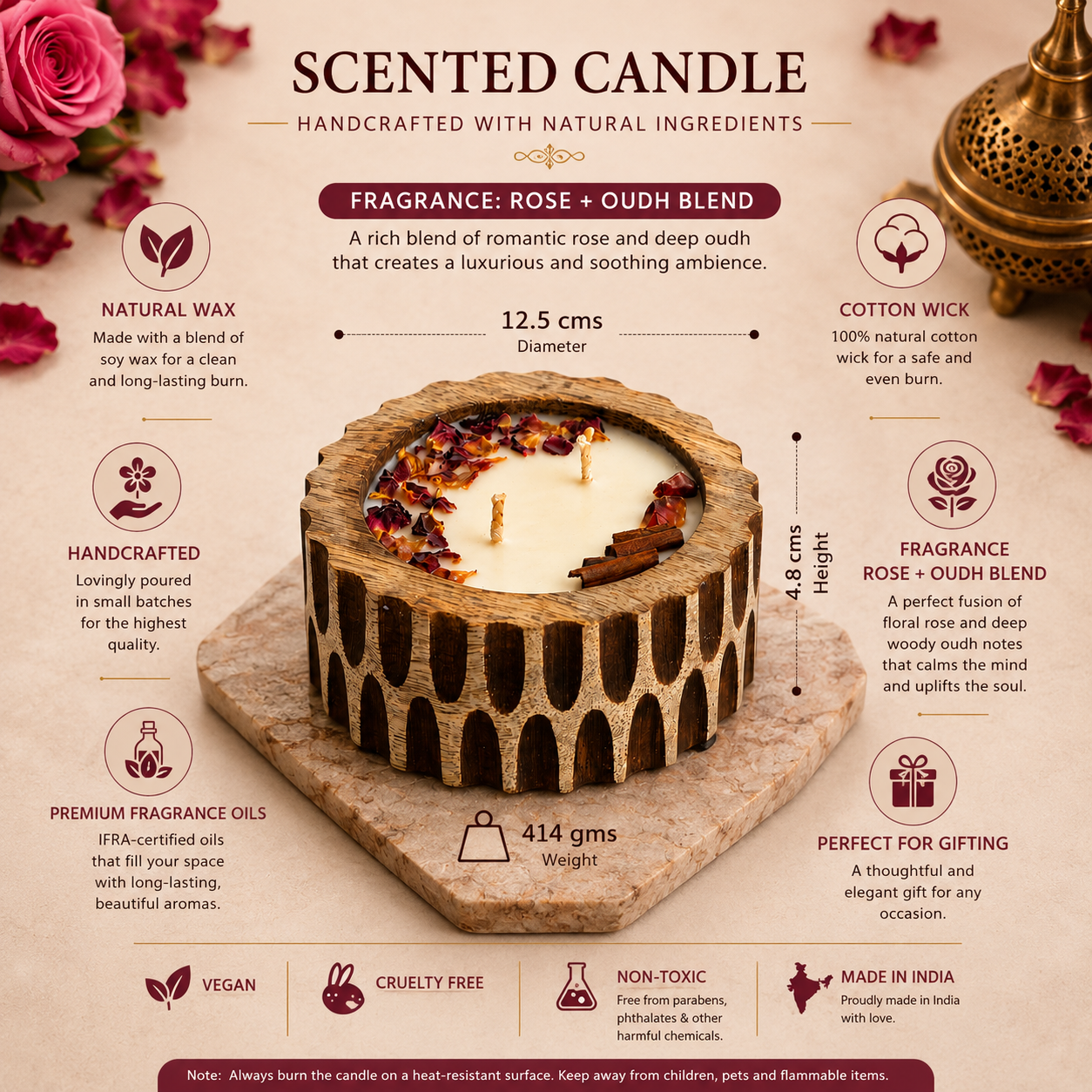 Heritage Bowl Candle - Rose Oudh