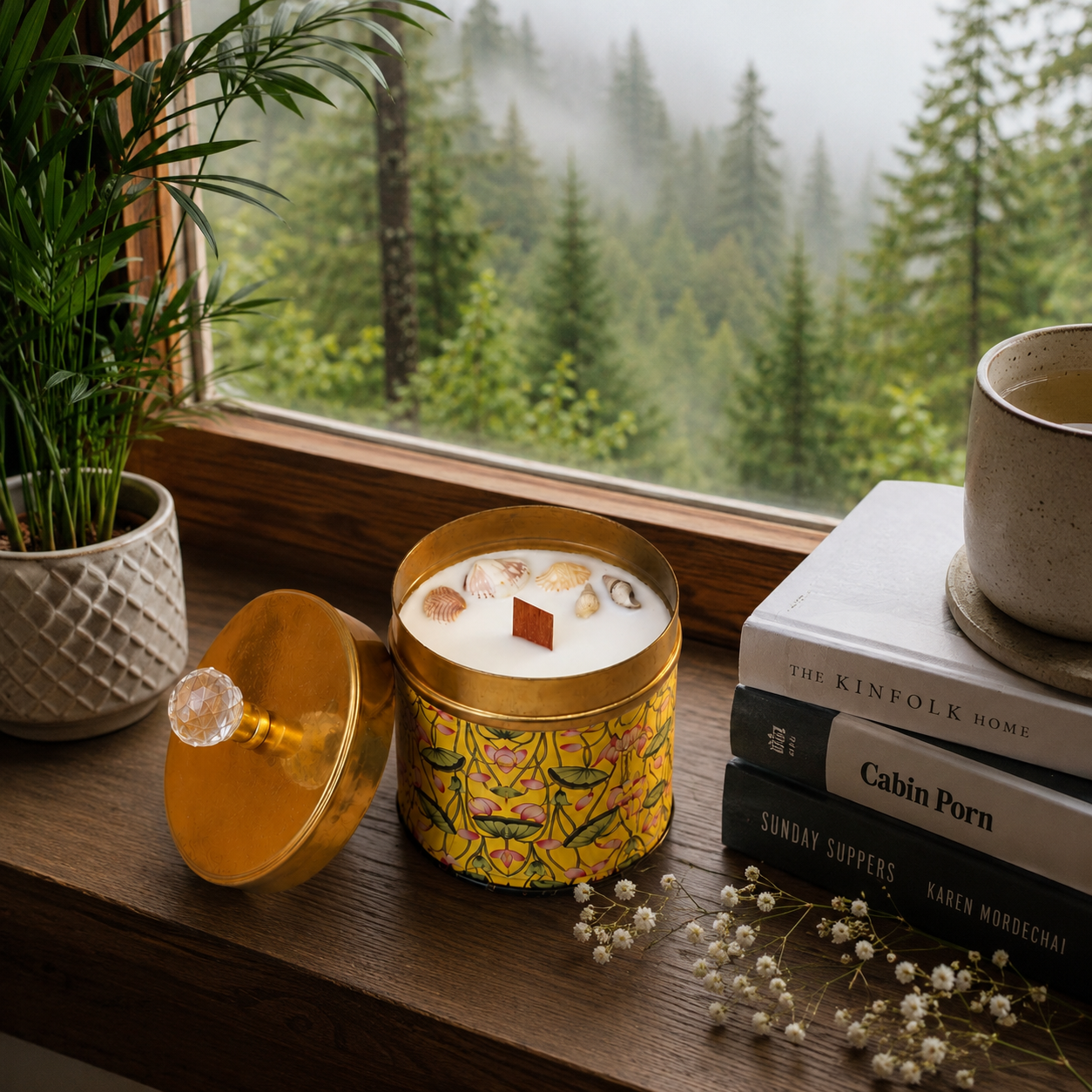Yellow - Pichwai Jar Candle - Seaside Whisper