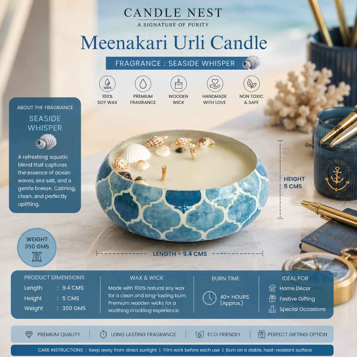 Meenakari Urli Candle - Seaside Whisper