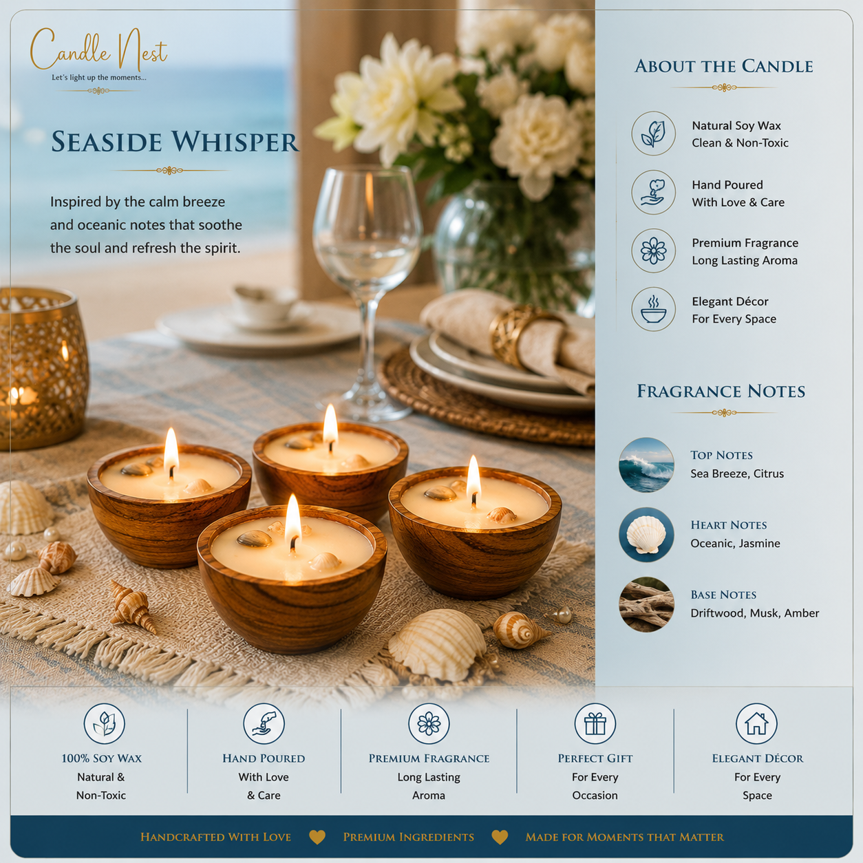 Mini Bowl Candle Set - Seaside Whisper
