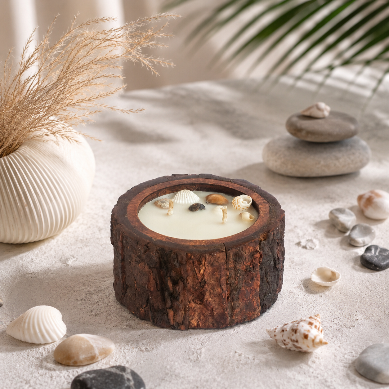 Wooden Bark Candles - Seaside Whisper