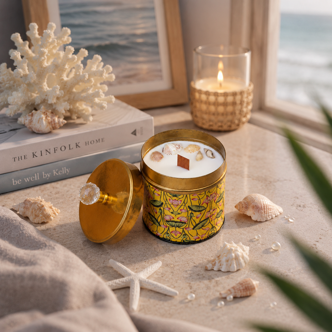 Yellow - Pichwai Jar Candle - Seaside Whisper