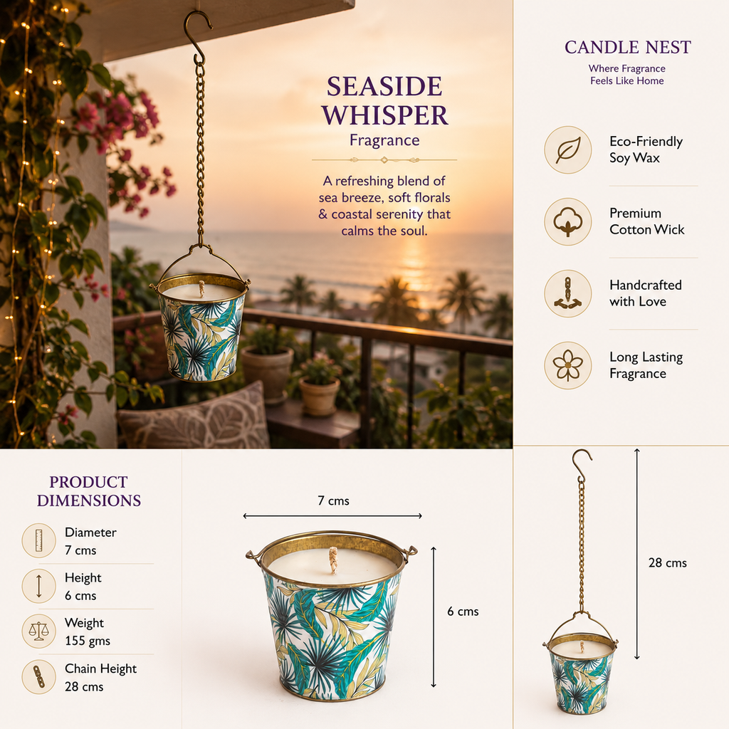 Hanging Bucket Candle - Seaside Whisper