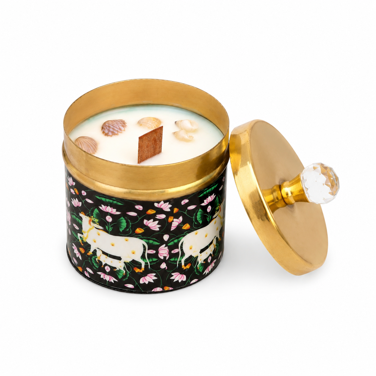 Black- Pichwai Jar Candle - Seaside Whisper