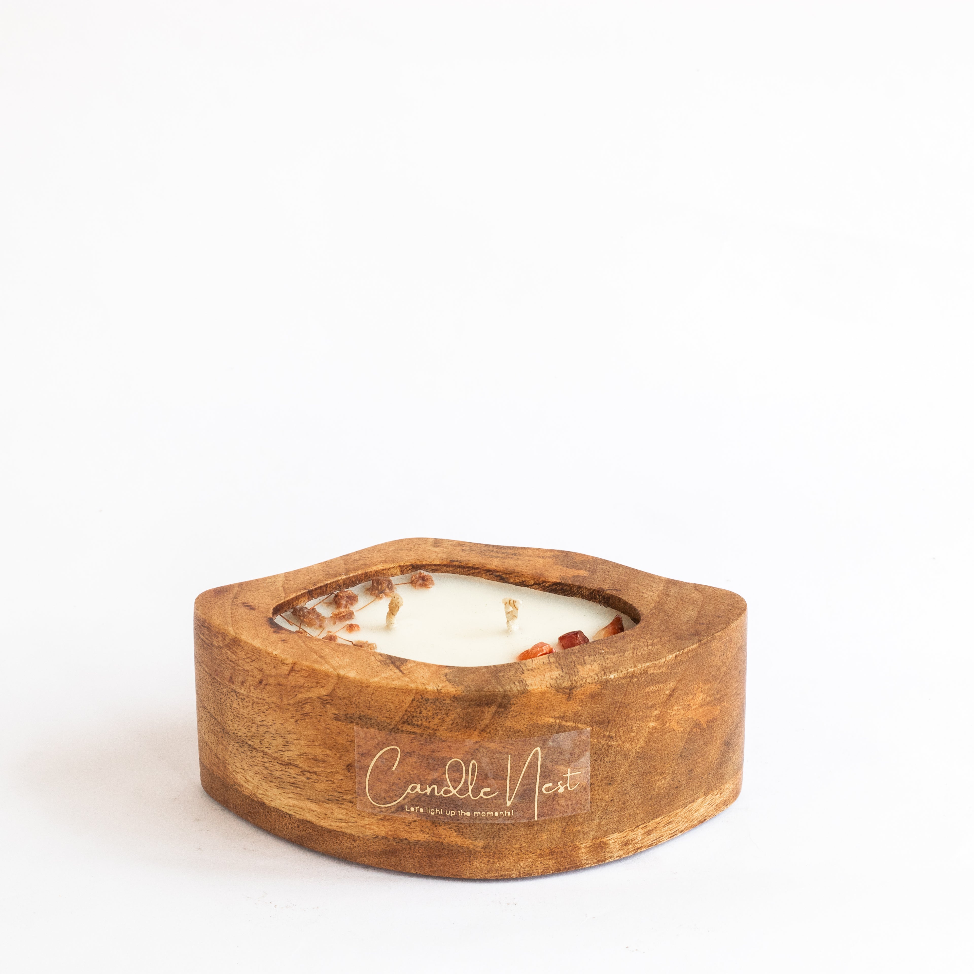 Amorphic Wooden Bowl Candle - Teakwood