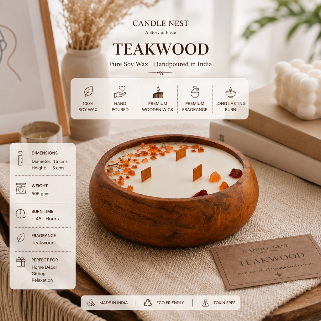 Luxe Wooden Bowl Candle - Teakwood