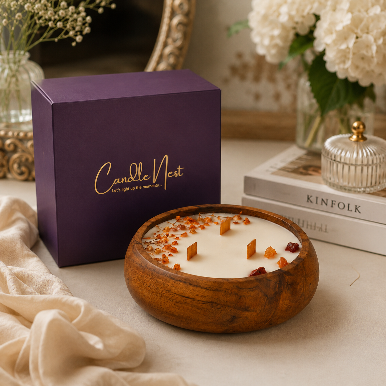 Luxe Wooden Bowl Candle - Teakwood