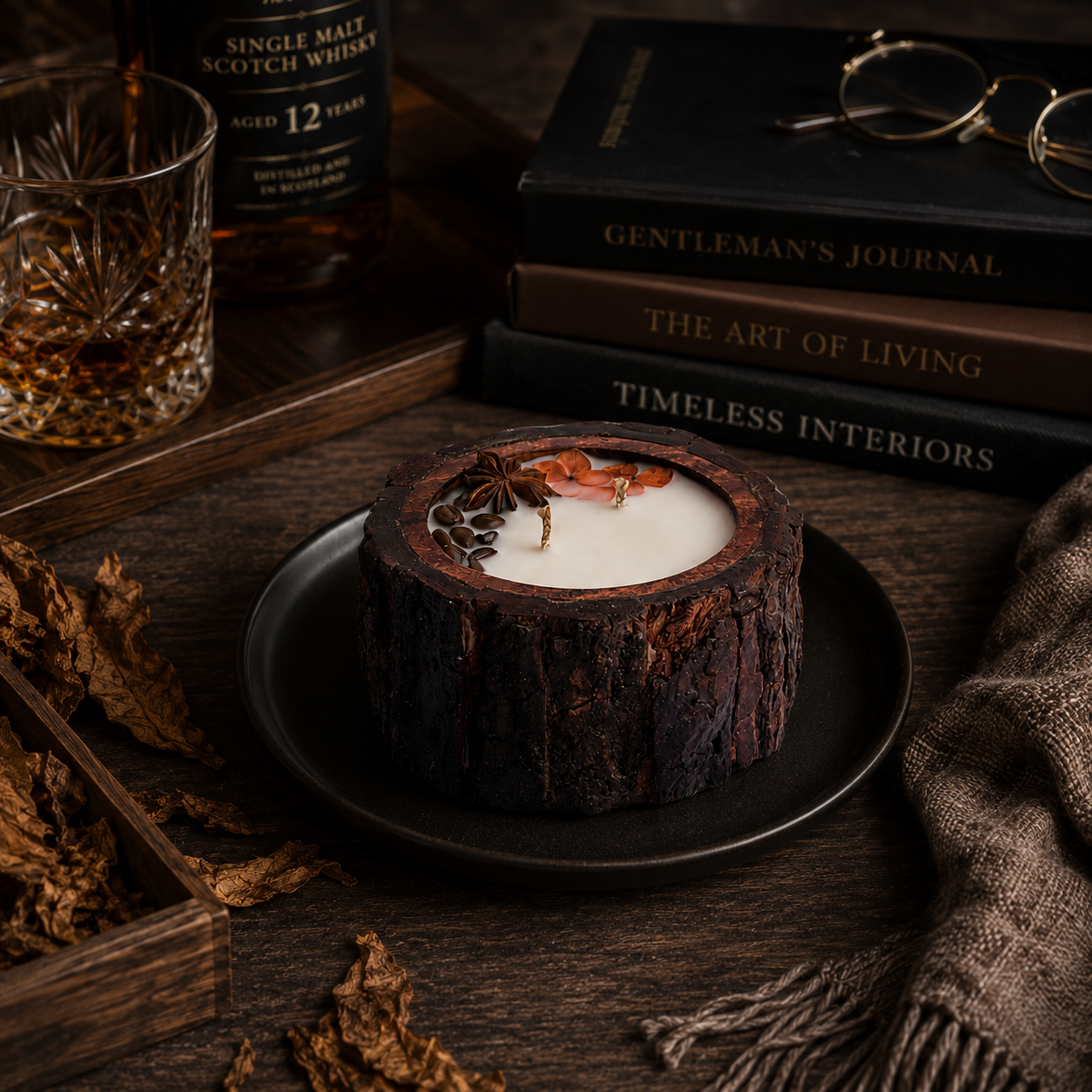 Wooden Bark Candles - Tobacco Vanilla