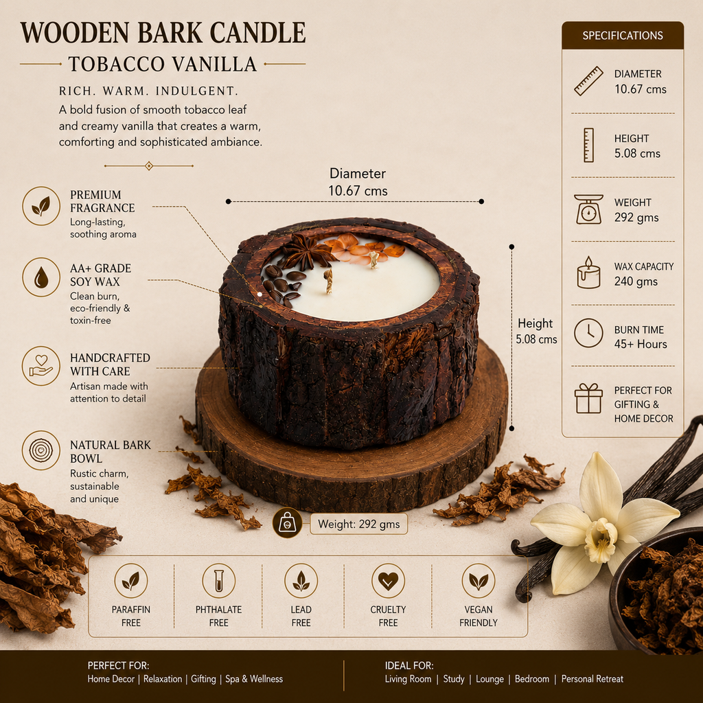 Wooden Bark Candles - Tobacco Vanilla