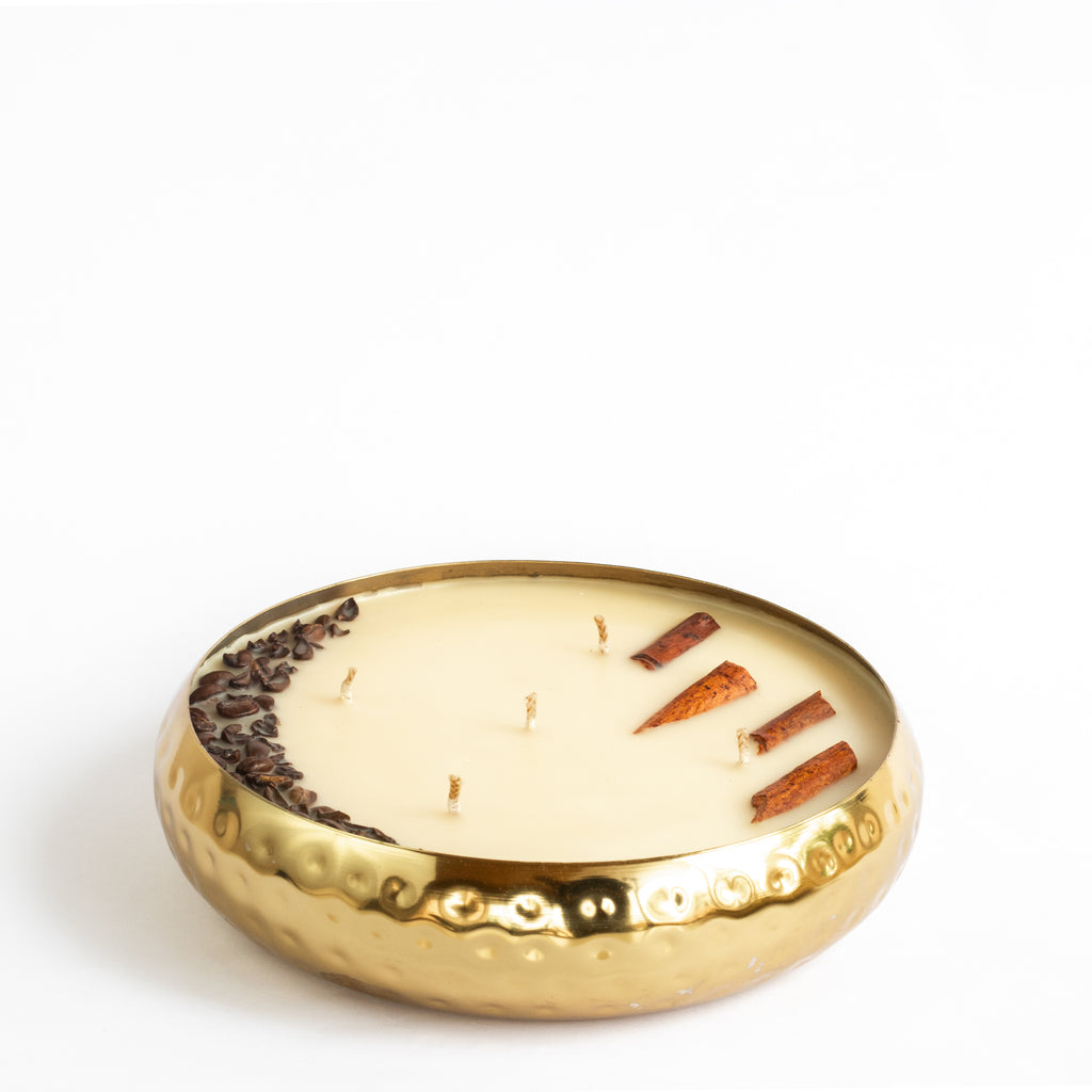 Hammered Golden Glimmer  Urli Candle - Velvety Vanilla