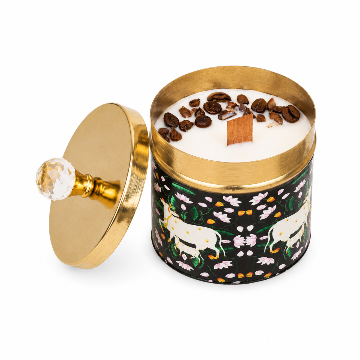 Black- Pichwai Jar Candle - Velvety Vanilla