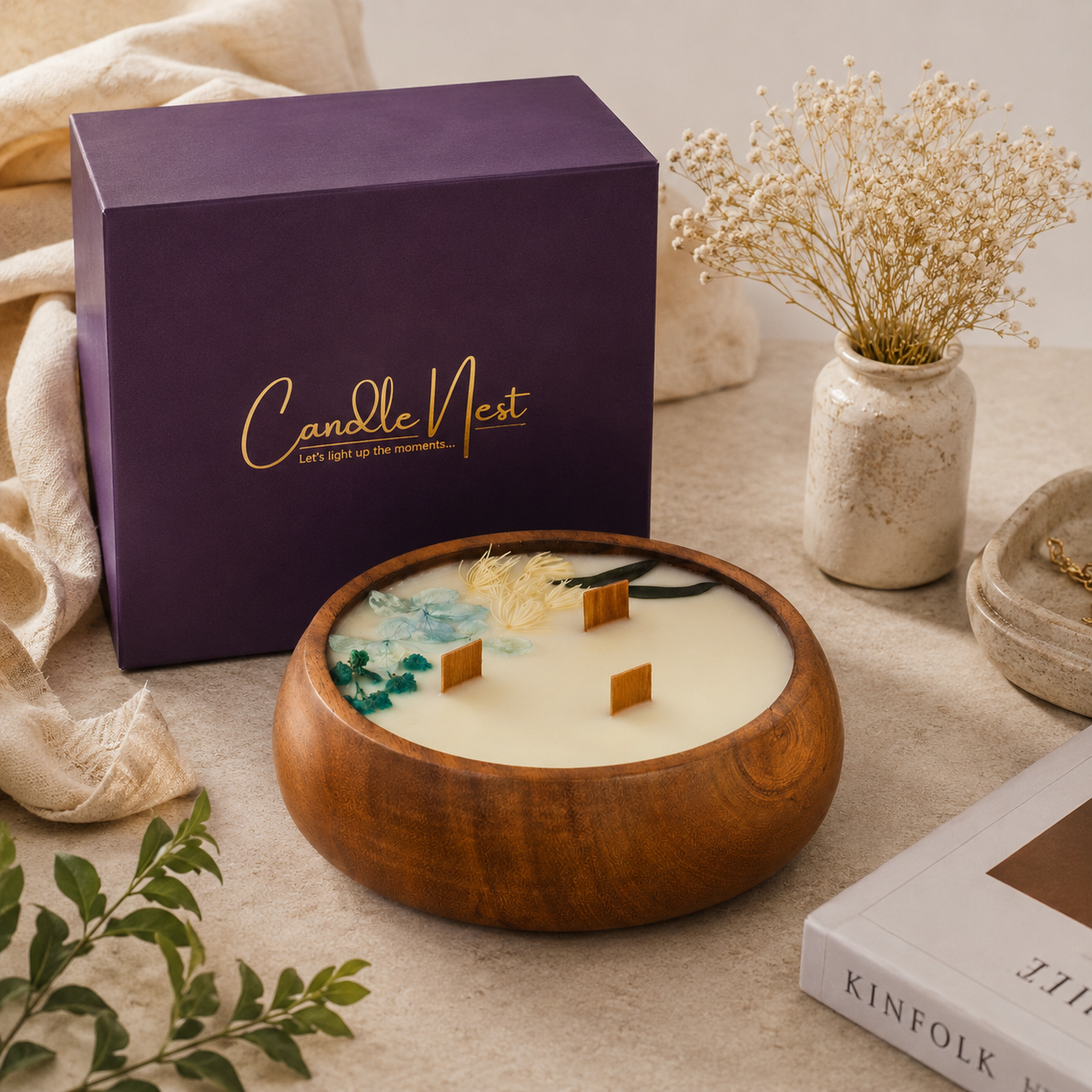 Luxe Wooden Bowl Candle - Wild Musk