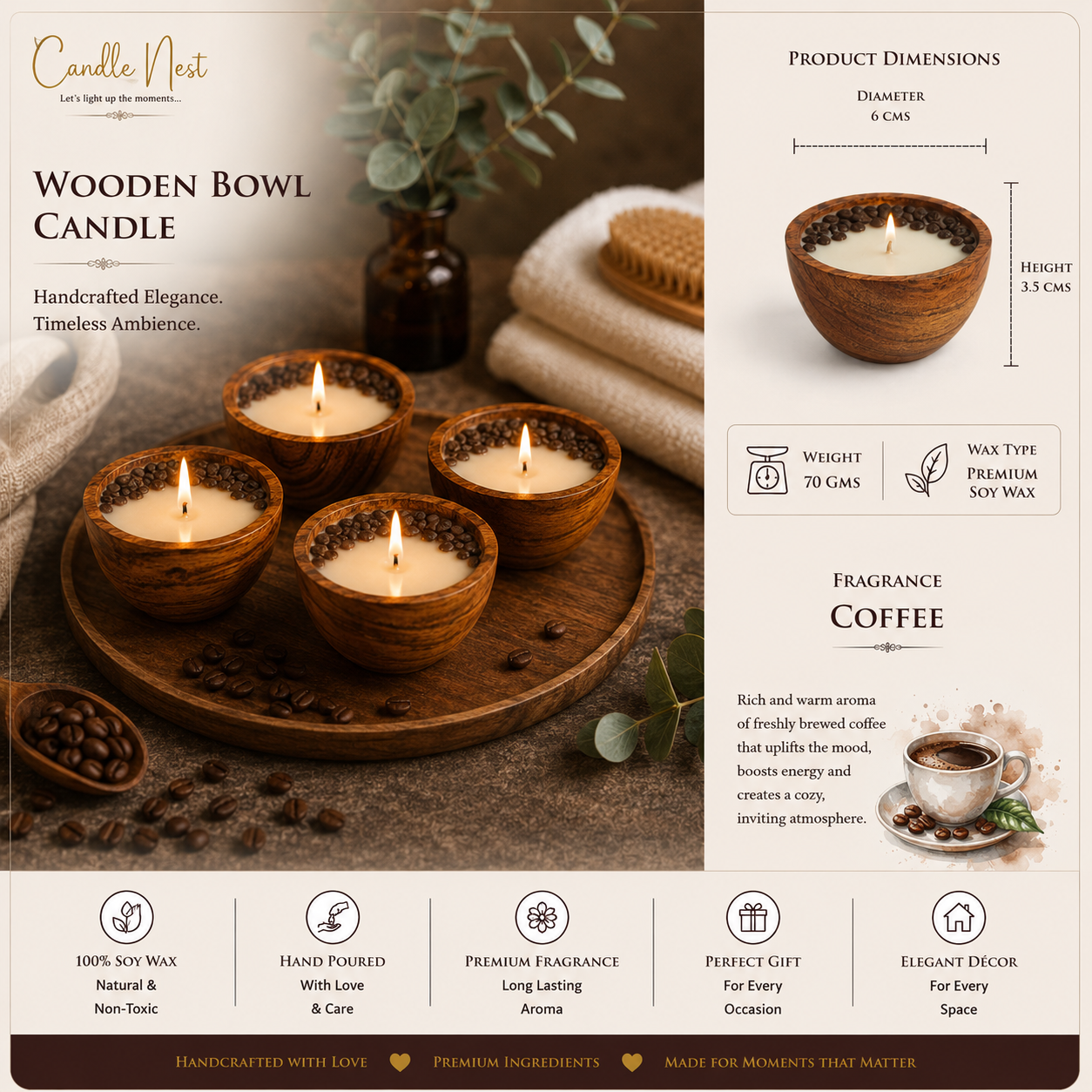 Mini Bowl Candle Set - Coffee
