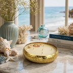 Hammered Golden Glimmer  Urli Candle - Seaside Whipser